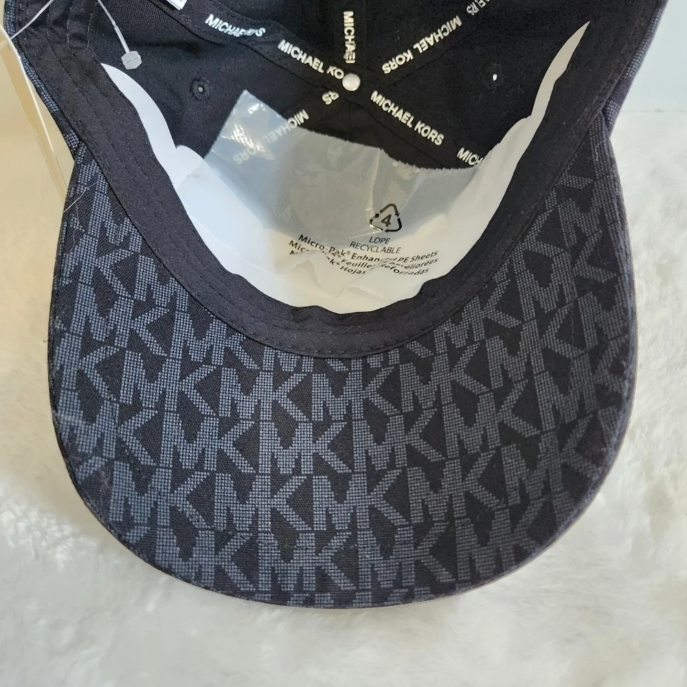 Michael Kors MK Black Allover Trademark Logo Baseball Hat Cap Unisex